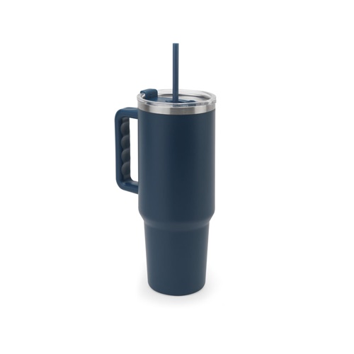 JOYNER XL. Copo de viagem de grande dimensão em aço inoxidável (91% reciclado) com parede dupla isolada a vácuo e acabamento em mate 1300 mL