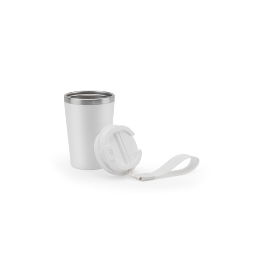 SPITZ. Copo de viagem em aço inoxidável (90% reciclado) e parede externa em PP, com acabamento em mate 440 mL