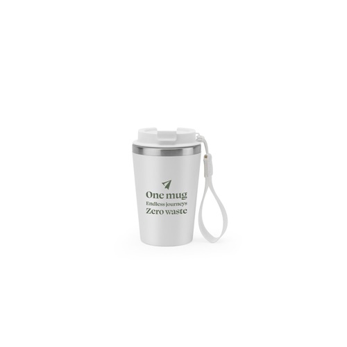 SPITZ. Copo de viagem em aço inoxidável (90% reciclado) e parede externa em PP, com acabamento em mate 440 mL