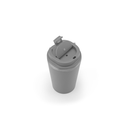 SPITZ. Copo de viagem em aço inoxidável (90% reciclado) e parede externa em PP, com acabamento em mate 440 mL