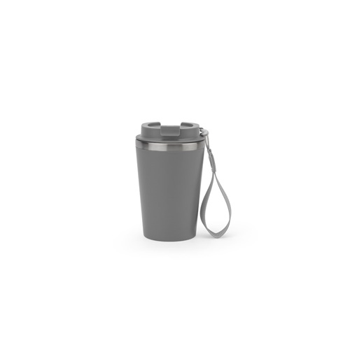 SPITZ. Copo de viagem em aço inoxidável (90% reciclado) e parede externa em PP, com acabamento em mate 440 mL
