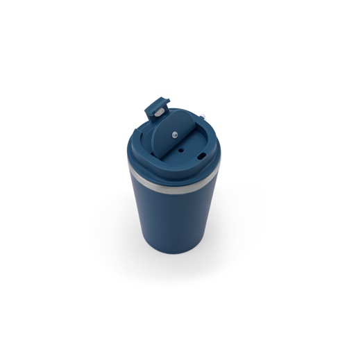 SPITZ. Copo de viagem em aço inoxidável (90% reciclado) e parede externa em PP, com acabamento em mate 440 mL