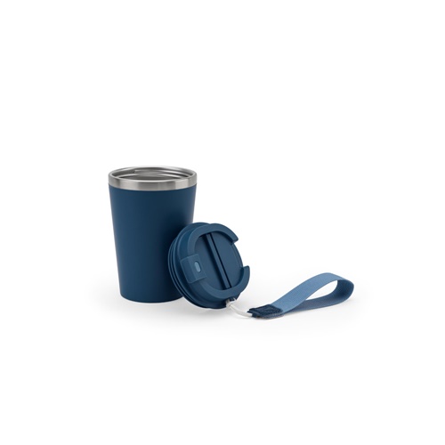 SPITZ. Copo de viagem em aço inoxidável (90% reciclado) e parede externa em PP, com acabamento em mate 440 mL