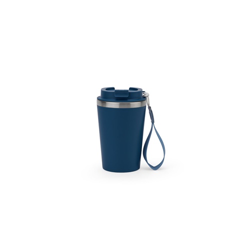 SPITZ. Copo de viagem em aço inoxidável (90% reciclado) e parede externa em PP, com acabamento em mate 440 mL