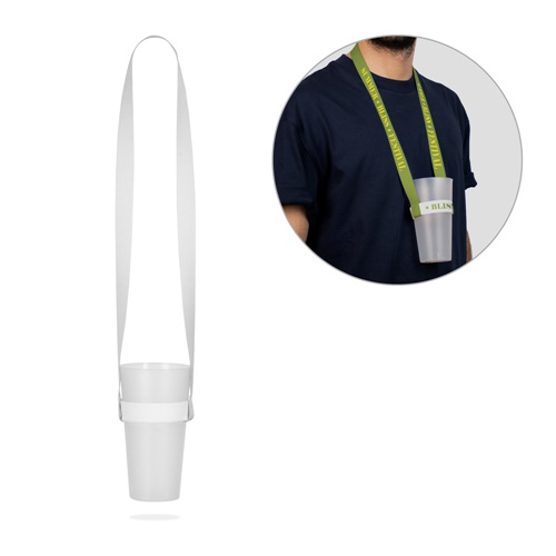 OXFORD. SET Lanyard SUBLIMATION Long II (20 mm) Duo em poliéster reciclado (100% rPET) com porta-copos em elástico de sublimação
