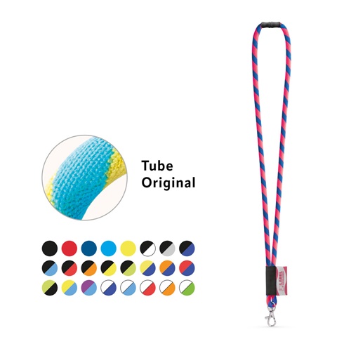 WISBECH. SET Lanyard TUBE Long (Ø 7 mm) com mosquetão de gatilho 9 mm e Fecho de segurança Ø 7 mm
