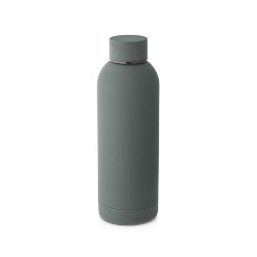 ODIN. Garrafa em aço inoxidável (36% reciclado) com acabamento em borracha 550 mL
