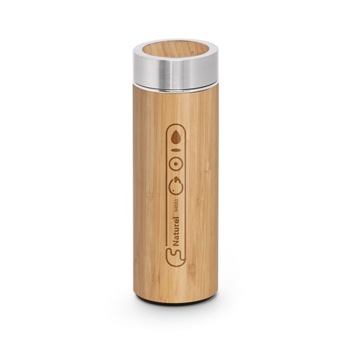 NATUREL. Garrafa térmica em bambu e aço inoxidável (90% reciclado) 430 mL