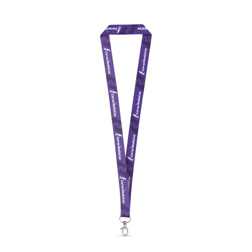 WINDSOR. SET Lanyard SUBLIMATION Long II (20 mm) em poliéster reciclado (100% rPET) com mosquetão de gatilho 20 mm
