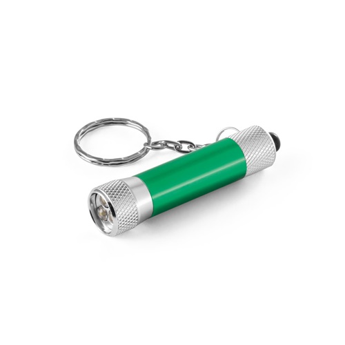 RE-LERGAN. Porta-chaves em alumínio (92% reciclado) com lanterna de 3 luzes LEDs