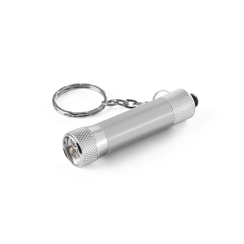 RE-LERGAN. Porta-chaves em alumínio (92% reciclado) com lanterna de 3 luzes LEDs