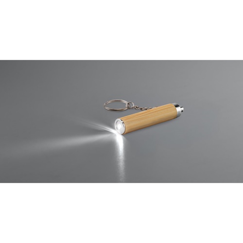 RACHEL. Porta-chaves em bambu e ABS com lanterna LED
