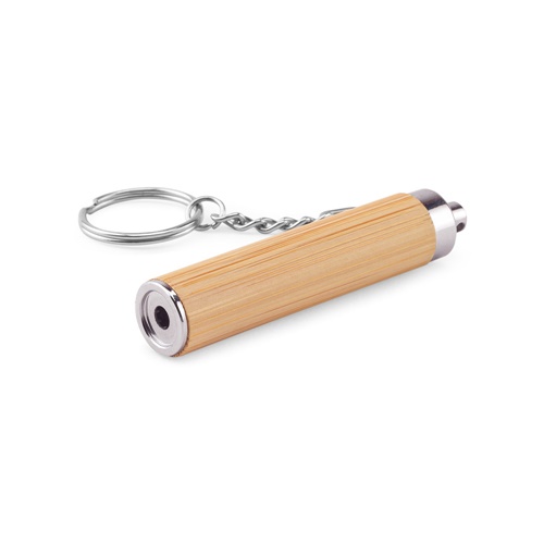 RACHEL. Porta-chaves em bambu e ABS com lanterna LED