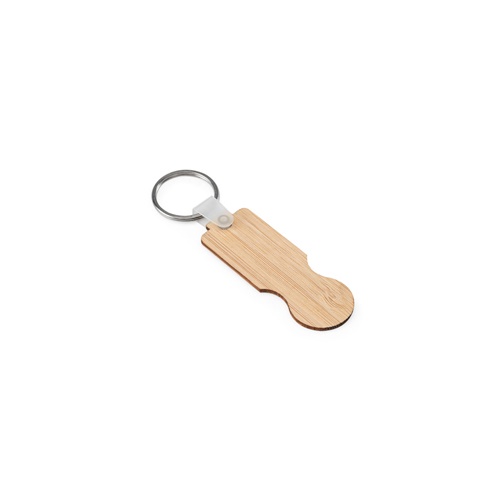 SHOPZ. Porta-chaves em bambu com extremidade em formato de moeda