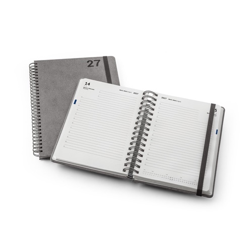 SIMMEL A5. Agenda A5, com argolas, em pele (58% reciclada)