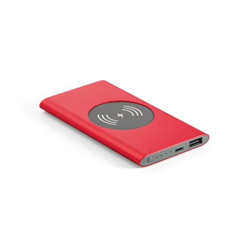 CASSINI. Power bank 4'000 mAh com carregador wireless 5W em alumínio reciclado (100% rAL)