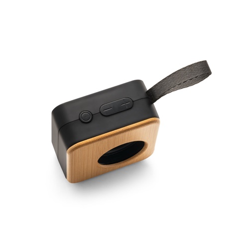 MAYER. Coluna de som portátil de 3W com 4h de autonomia em bambu e ABS reciclado (100% rABS)