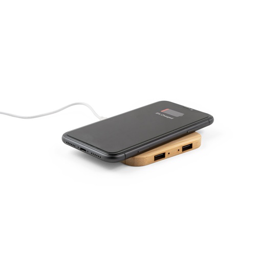 DALTON. Carregador wireless super rápido 15W em bambu