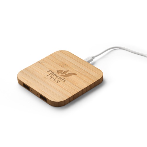 DALTON. Carregador wireless super rápido 15W em bambu