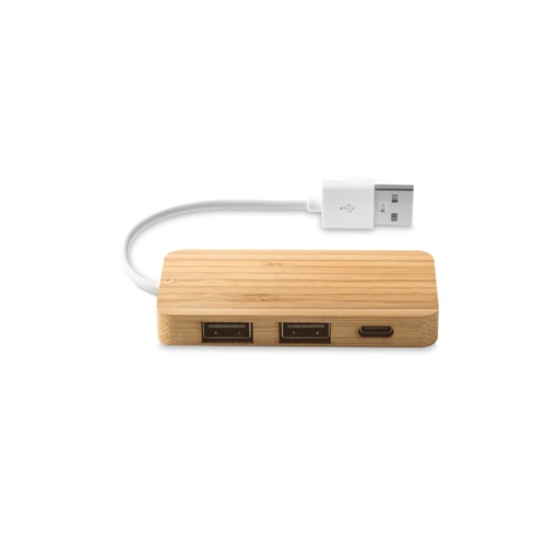 MOSER. HUB com 2 portas USB-A e 1 USB-C em bambu