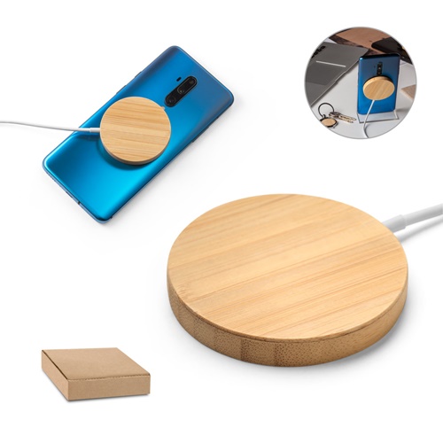 DAIMLER. Carregador magnético wireless super rápido 15W em bambu