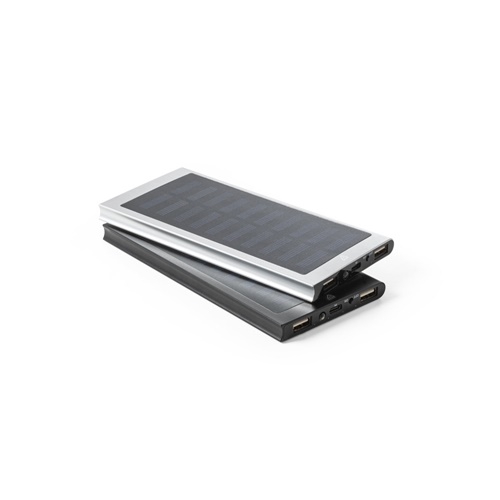 CLERK. Power bank 8'000 mAh com painel solar em alumínio 100% reciclado