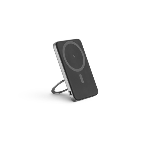 WARSHEL 5. Power bank magnética 5'000 mAh com carregador wireless super rápido 15W em ABS reciclado (100% rABS) com suporte
