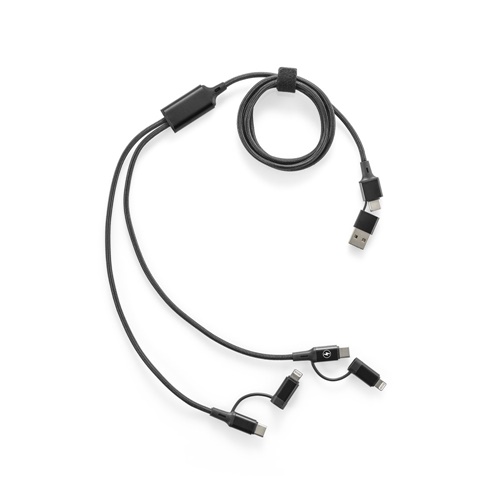 BERTOZZI. Cabo USB super rápido 6 em 1 em alumínio reciclado (20%) e PET reciclado (4%)