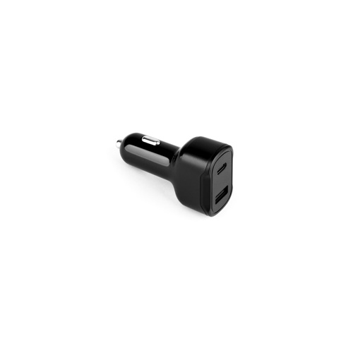 DIRAC. Adaptador de isqueiro com porta USB-A 18W e USB-C 20W em ABS reciclado (100% rABS)