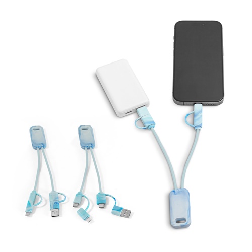 BERNERS. Cabo USB super rápido 6 em 1 em PET reciclado (100% rPET)