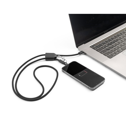 ZEWAIL. Cordão lanyard com suporte para smartphone incluído, cabo USB-C e diversos adaptadores em ABS reciclado e TPE reciclado