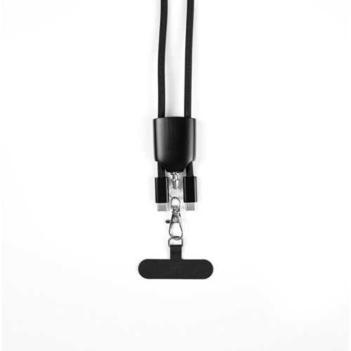 ZEWAIL. Cordão lanyard com suporte para smartphone incluído, cabo USB-C e diversos adaptadores em ABS reciclado e TPE reciclado