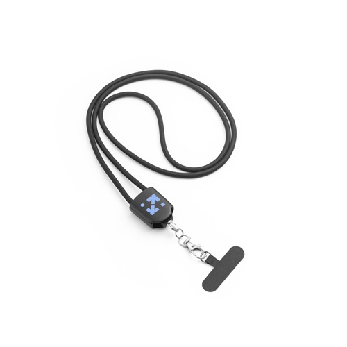 ZEWAIL. Cordão lanyard com suporte para smartphone incluído, cabo USB-C e diversos adaptadores em ABS reciclado e TPE reciclado