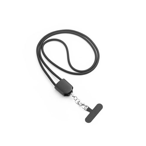 ZEWAIL. Cordão lanyard com suporte para smartphone incluído, cabo USB-C e diversos adaptadores em ABS reciclado e TPE reciclado