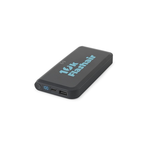 BECKER 10. Power bank 10'000 mAh em ABS reciclado (100% rABS) com carregador wireless super rápido 15W