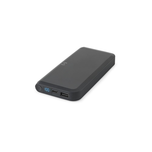 BECKER 10. Power bank 10'000 mAh em ABS reciclado (100% rABS) com carregador wireless super rápido 15W