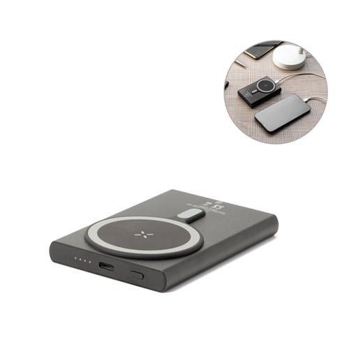WRIGHT 5. Power bank magnética com carregamento super-rápido em alumínio reciclado e ABS reciclado 5'000 mAh