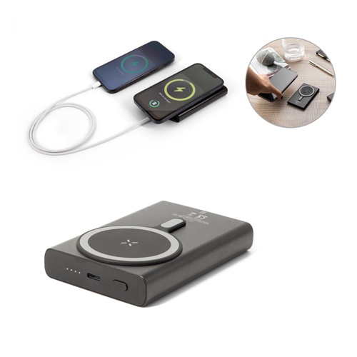 WRIGHT 10. Power bank magnética com carregamento super-rápido em alumínio reciclado e ABS reciclado 10'000 mAh