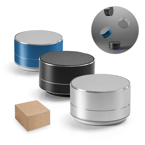FLOREY. Coluna de som portátil de 3W com 4h de autonomia em alumínio reciclado (100% rAL) e ABS reciclado (100% rABS)