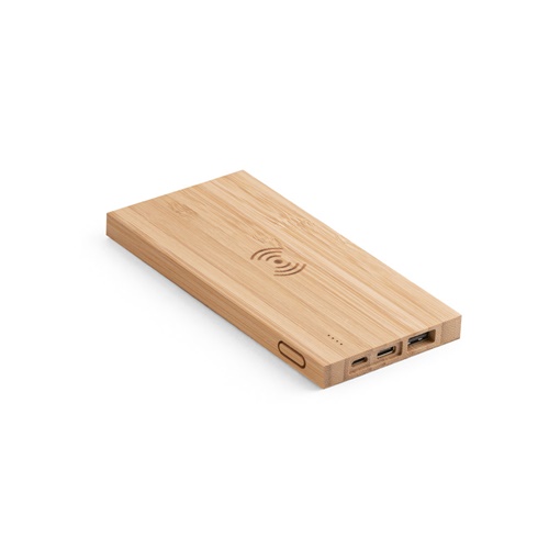 FITCH. Power bank 5'000 mAh com carregador wireless em bambu 5W