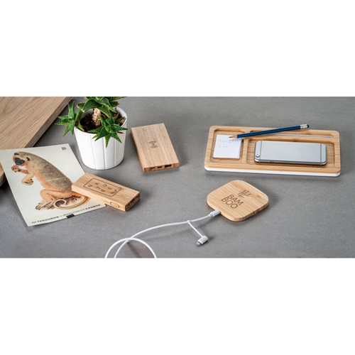 FITCH. Power bank 5'000 mAh com carregador wireless em bambu 5W