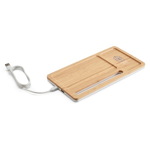 MOTT. Organizador de secretária com carregador wireless 15W em bambu e ABS