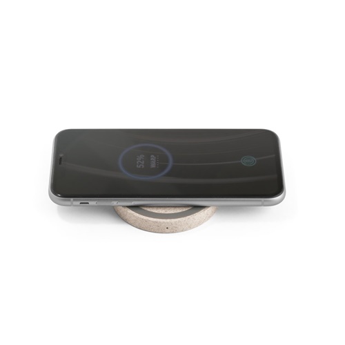 CUVIER. Carregador wireless 15W em ABS reciclado (65%) e fibra de palha de trigo (35%)