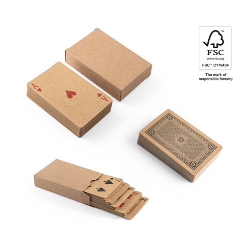 FISCHER. Baralho de 54 cartas clássicas em papel kraft, feitas de um material certificado FSC™ e outros materiais controlados