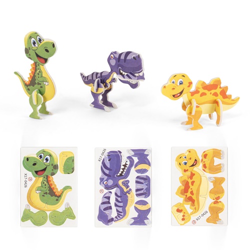 DINOSAURUS. Puzzle 3D em papel em formato de dinossauro