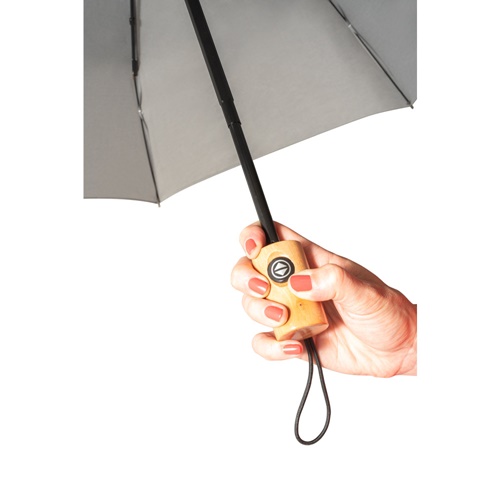RIVER. Guarda-chuva em poliéster reciclado (100% rPET) 190T pongee dobrável com abertura e fecho automáticos