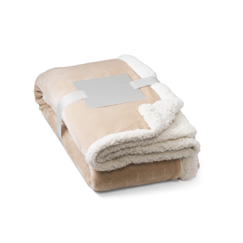 HEIDEN. Manta reversível em tecido polar (190 g/m²) com fita em cetim e cartão personalizável