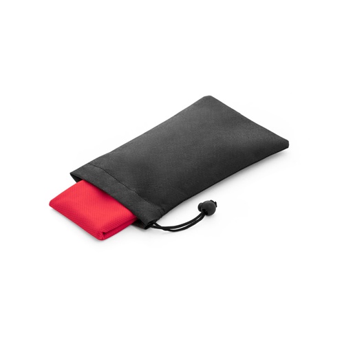 BERNAL. Toalha de desporto refrescante em poliéster reciclado (100% rPET) com bolsa em non-woven