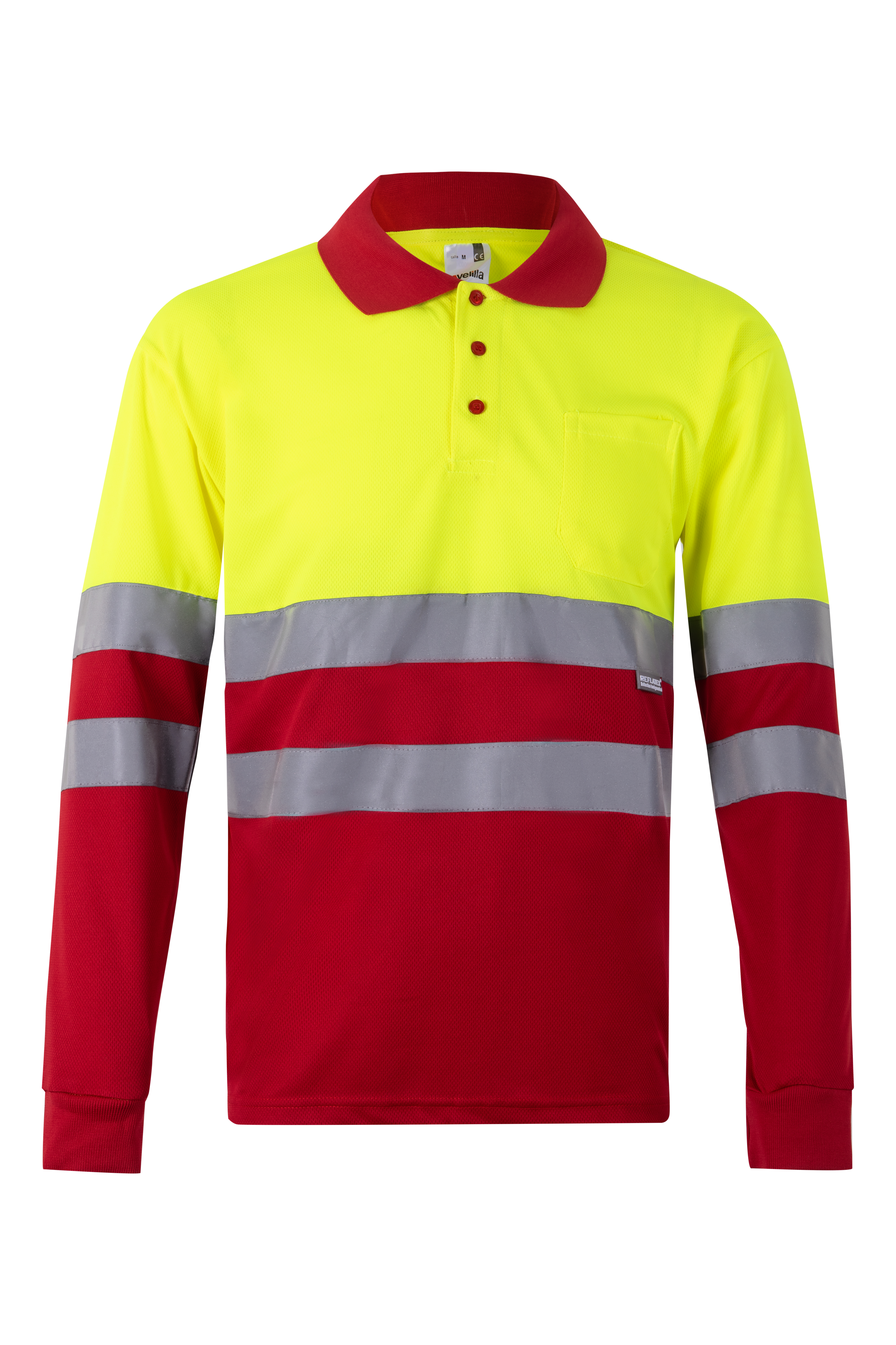 VL VULCAN LARGE. Two-tone bird-eye polo shirt (160g/m²) with long sleeves, in polyester (100%)