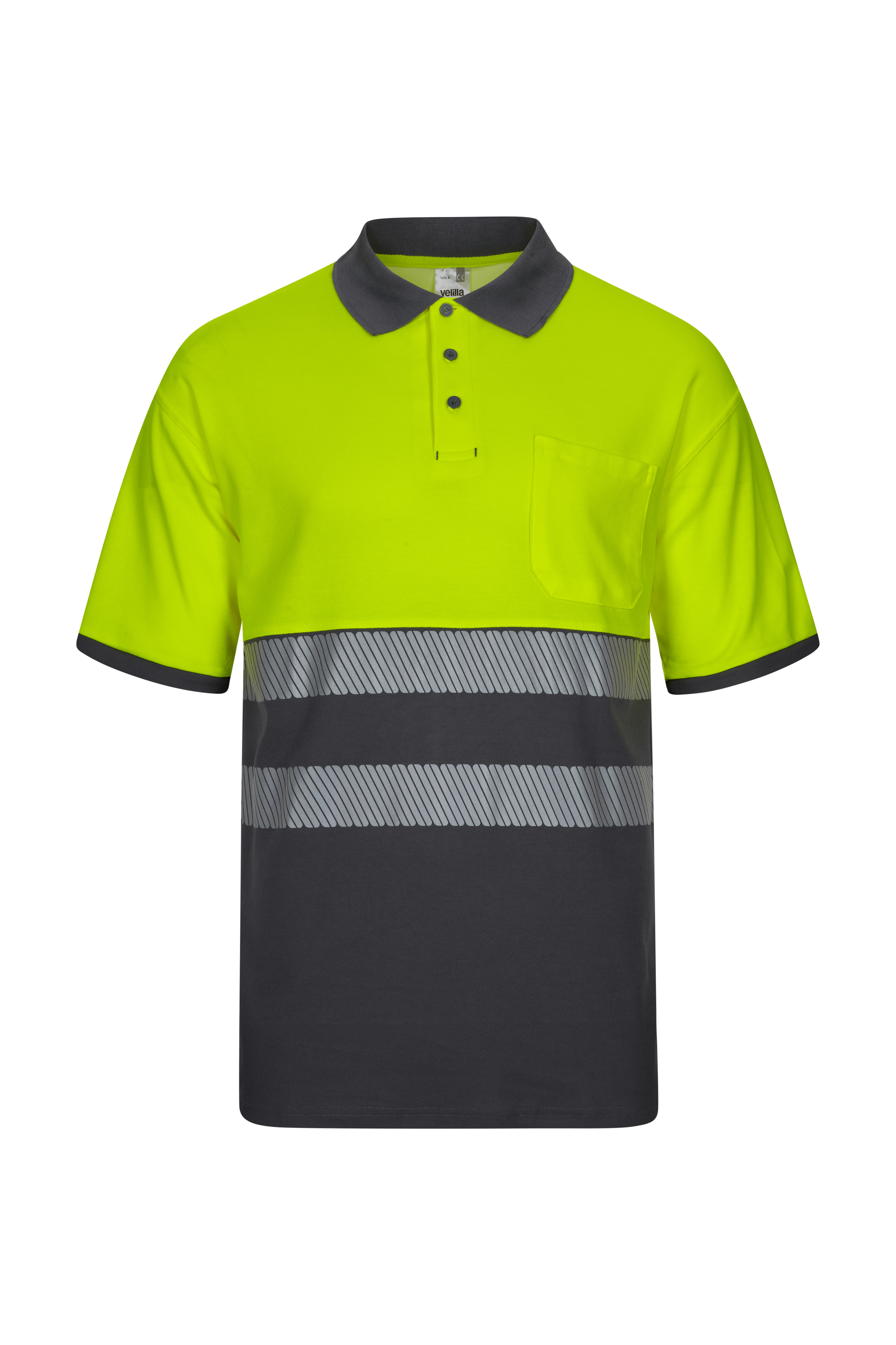 VL ACHELOUS. Two-tone piqué polo shirt (150g/m²) with short sleeves, in cotton (55%) and polyester (45%)